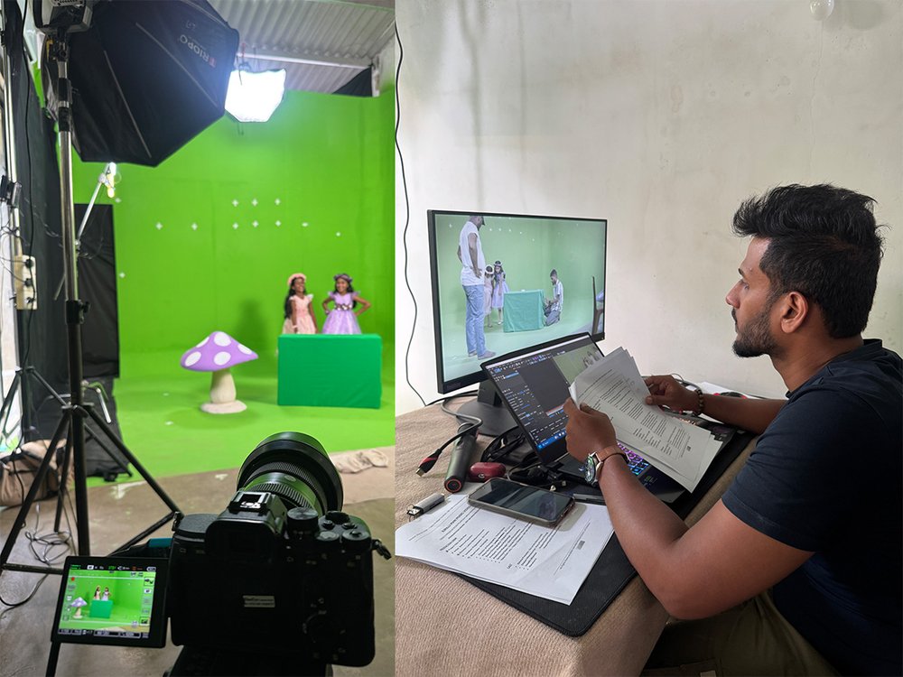 Green-screen fantasy shoot with two young performers